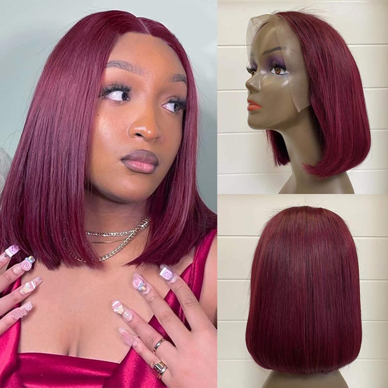 Ginger/Klein Blue/99J Burgundy/Pink HD Lace Wig Long Short Bob Straight Hair Wig 10-16 Inch 13x4 Lace Front Wig 4x4 Closure Human Hair Wig-	Daisy Hair