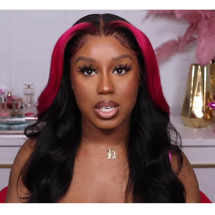 Skunk Striped Wig Natural Body Wave Hairstyle HD Lace Wig Pre drawn Natural Hairline Real Human Hair Wig- Daisy Hair