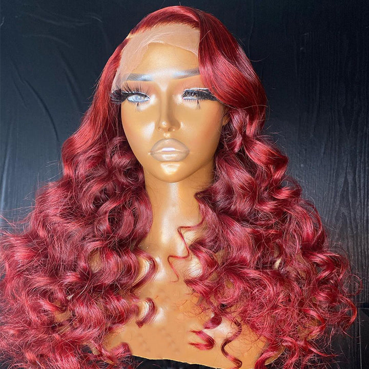 Burgundy Loose Deep Wave Lace Front Wig 99j HD Lace Human Hair Wigs Daisy Hair