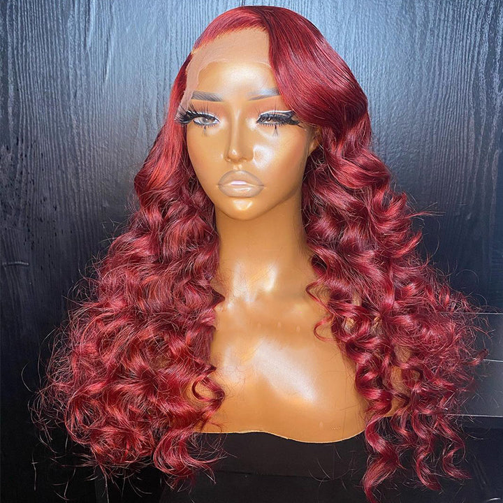 Burgundy Loose Deep Wave Lace Front Wig 99j HD Lace Human Hair Wigs Daisy Hair