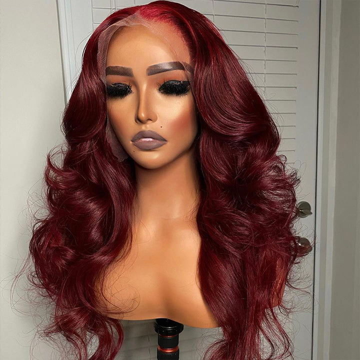 Burgundy Body Wave 13x4/4x4 HD Lace Wig 99j Colored Body Wave Human Hair Wigs Daisy Hair