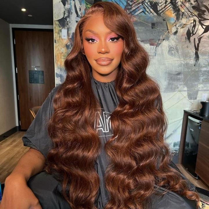Funky Colored Wigs | Glueless 13x4/6x4.5 Chestnut Brown Body Wave HD Transaparent Pre Cut Lace Human Hair Wigs With Breathable Cap Air Wig- Daisy Hair