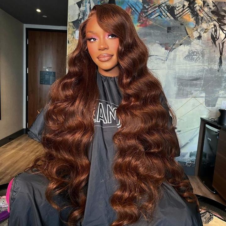 Funky Colored Wigs | Glueless 13x4/6x4.5 Chestnut Brown Body Wave HD Transaparent Pre Cut Lace Human Hair Wigs With Breathable Cap Air Wig- Daisy Hair