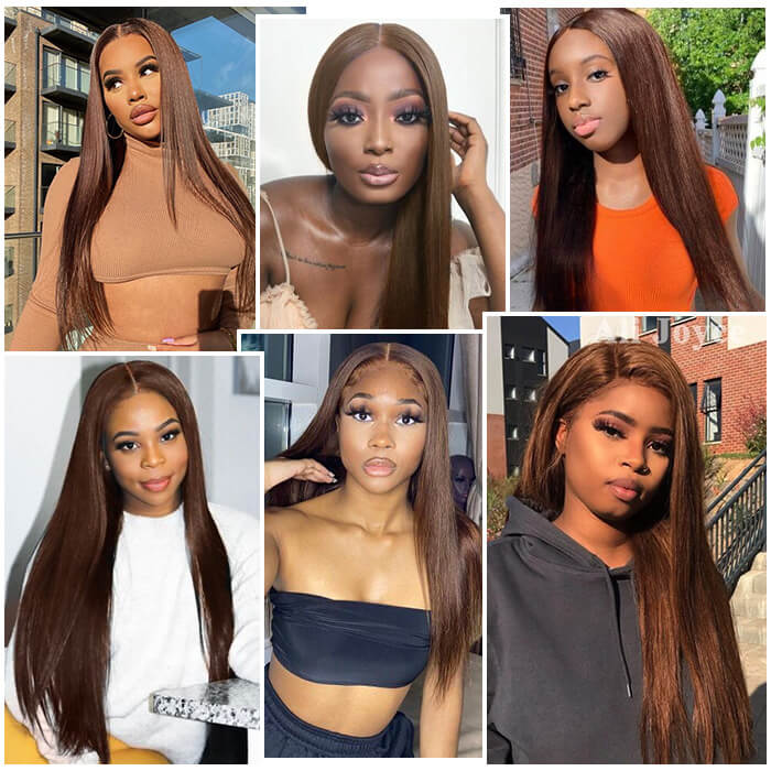 Chestnut Brown Straight Lace Front Wig 13x4 HD Lace Frontal/4x4 Lace Closure 100% Virgin Hunam Hair Wigs- Daisy Hair