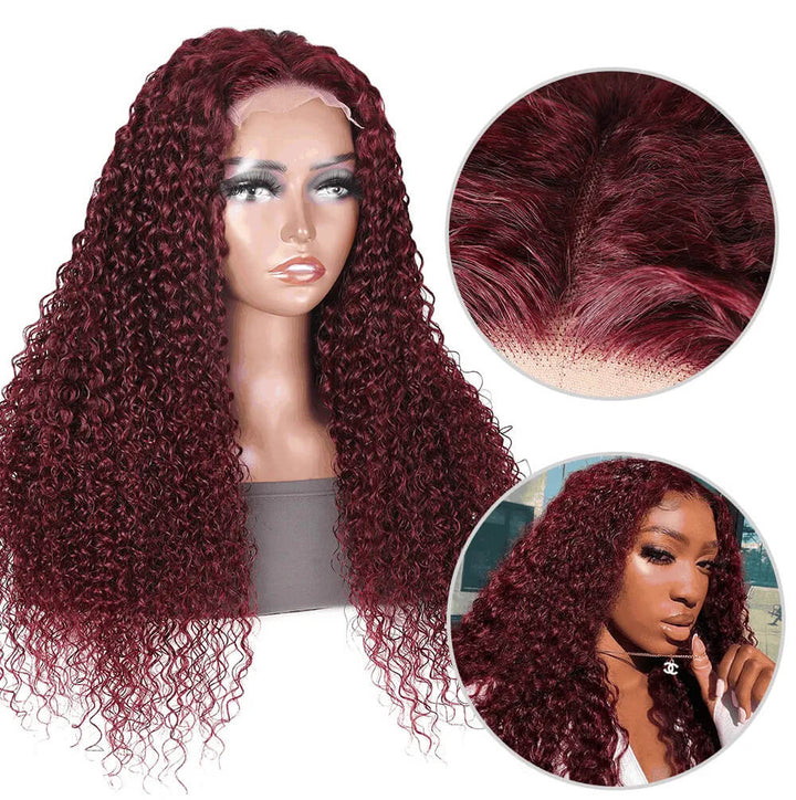 99J Burgundy Curly Hair HD Lace Wig 13x4 Lace Front Wigs Pre Plucked Hairline With Baby Hair 100% Human Hair Wig-Daisy Hair