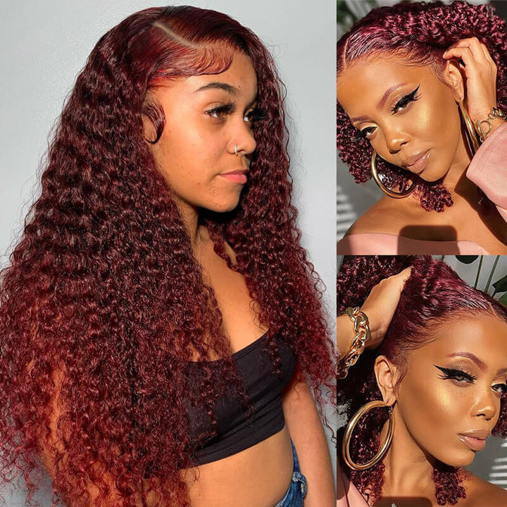 99J Burgundy Curly Hair HD Lace Wig 13x4 Lace Front Wigs Pre Plucked Hairline With Baby Hair 100% Human Hair Wig-Daisy Hair