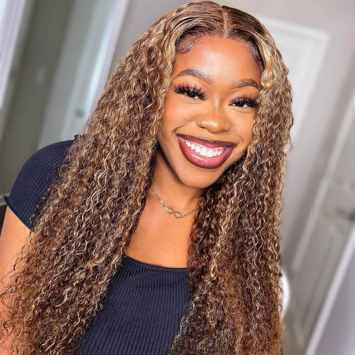 Curly Hair Highlights Wig 13x4 HD Lace Frontal/4x4 Lace Closure Glueless Wig Ombre Human Hair Wigs- Daisy Hair