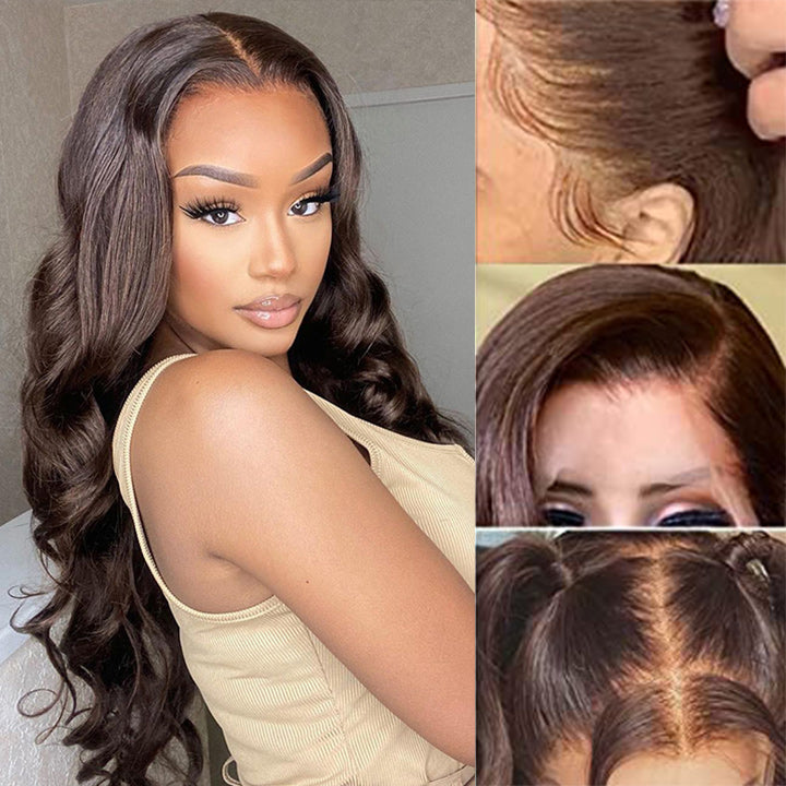 Dark Brown Lace Front Human Hair Wigs 13x4/4x4 Colored Body Wave Wigs 	Daisy Hair