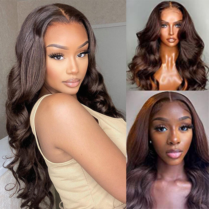 Dark Brown Lace Front Human Hair Wigs 13x4/4x4 Colored Body Wave Wigs 	Daisy Hair