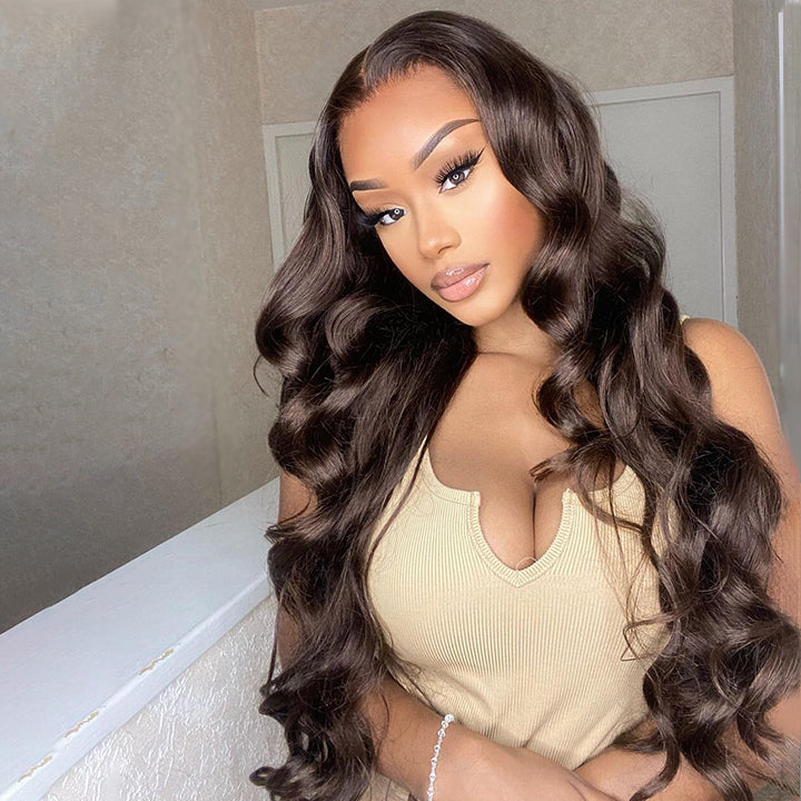 Dark Brown Lace Front Human Hair Wigs 13x4/4x4 Colored Body Wave Wigs 	Daisy Hair