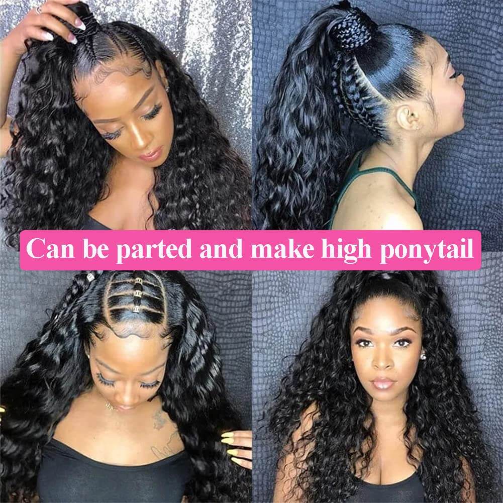 Deep Wave 360 Lace Front Wigs Pre Plucked Natural Hairline Real Human Hair Wigs for Black Women-Daisy Hair
