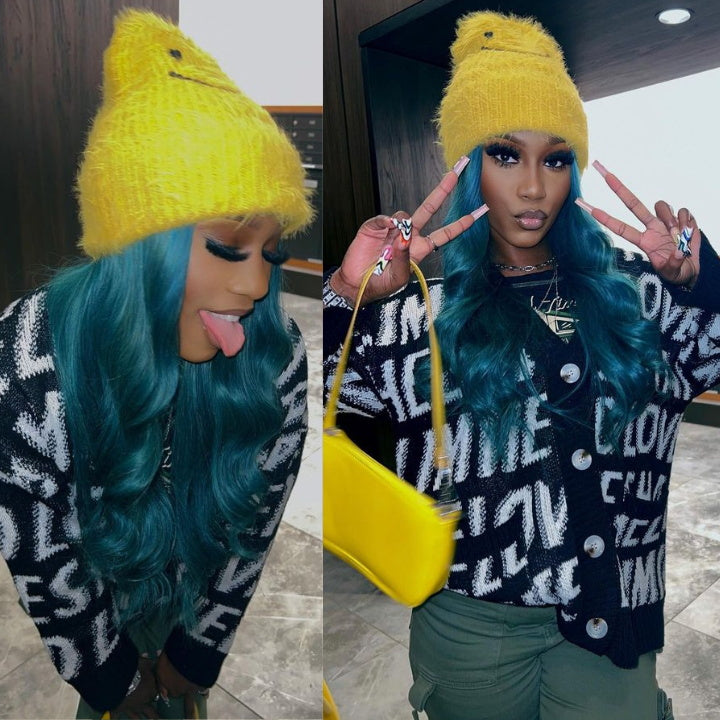 Funky Colored Wigs | Emerald Green Straight 4x4/13x4 Lace Closure/Frontal Wig Pre plucked with Baby Hair HD Transaparent Lace Wigs Daisy Hair