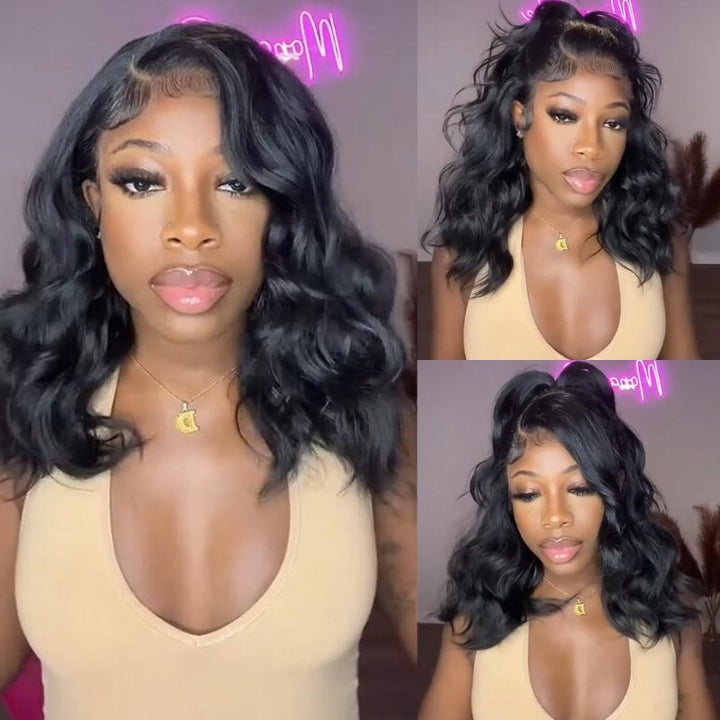 Flash Sale Short Body Wave Human Hair Wigs Glueless C-shaped Side Part Bob Wigs-Daisyhair