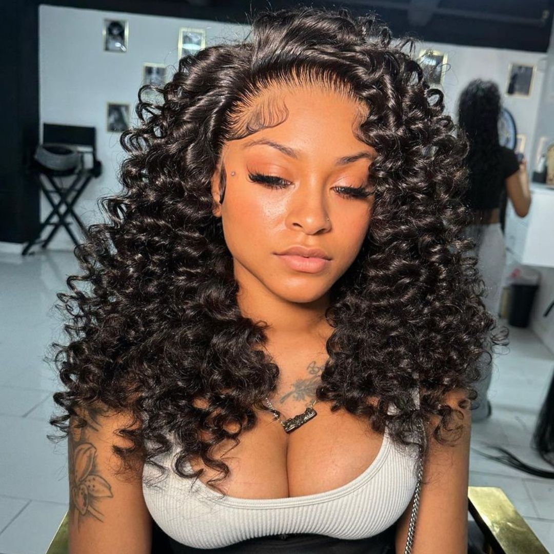 Fluffy Bouncy Curl Wigs Gluless Wig 6x5 Pre Cut Human Hair Wigs Pre Bleached Hairline Daisy Hair