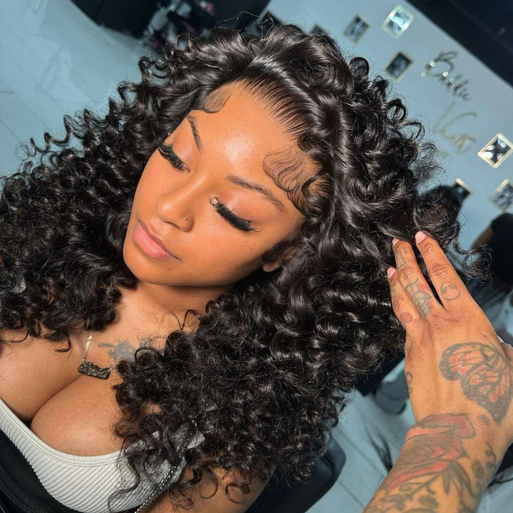 Fluffy Bouncy Curl Wigs Gluless Wig 6x5 Pre Cut Human Hair Wigs Pre Bleached Hairline Daisy Hair
