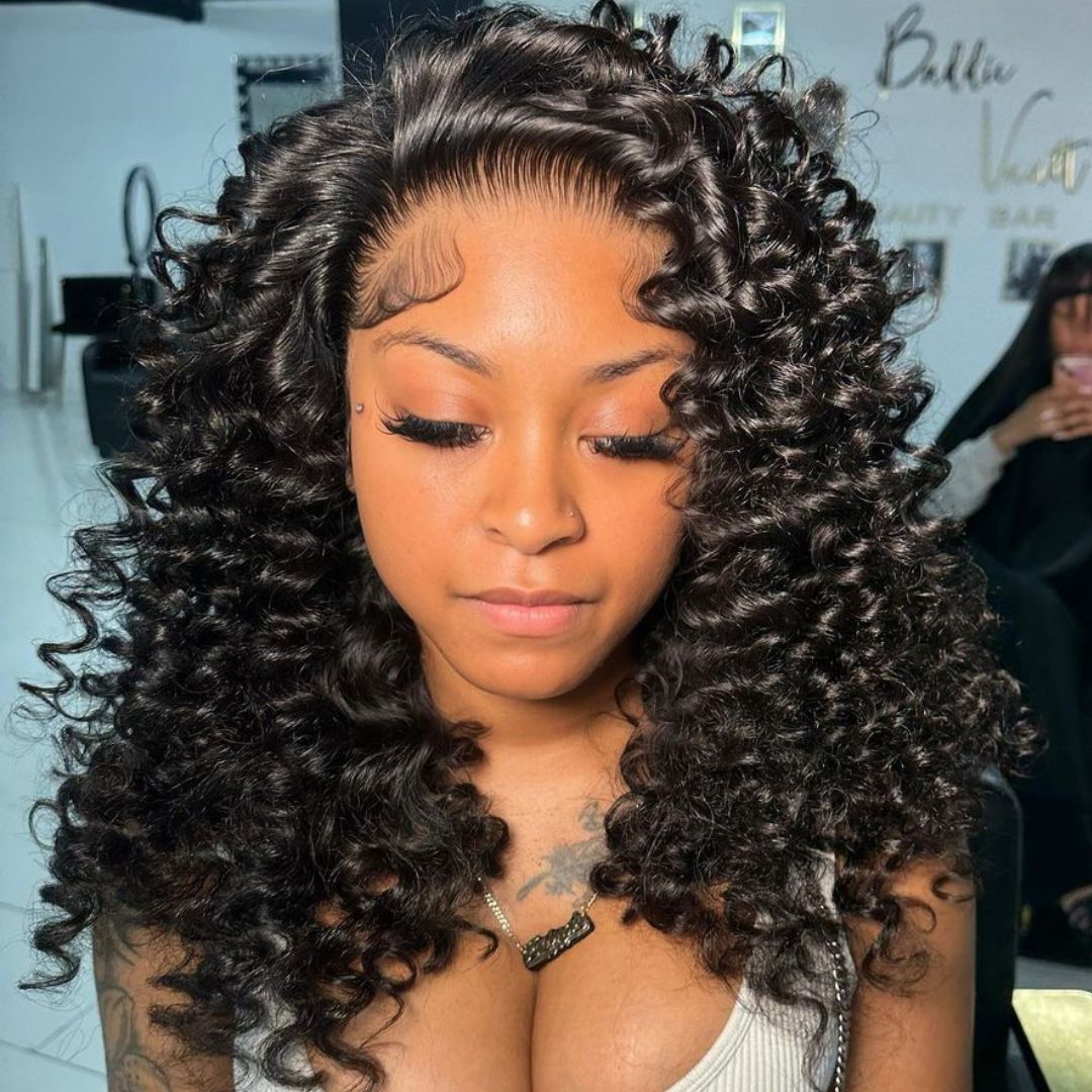 Fluffy Bouncy Curl Wigs Gluless Wig 6x5 Pre Cut Human Hair Wigs Pre Bleached Hairline Daisy Hair