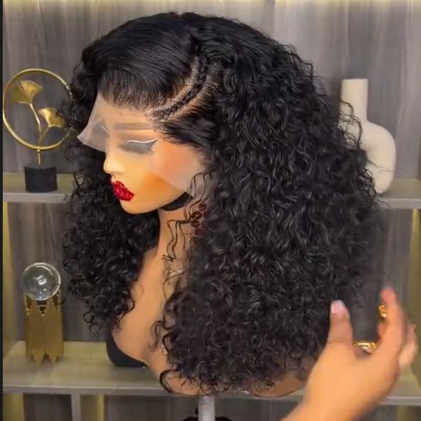 Full 250% Density Glueless Wig Resilient Curly 13x4 Lace Front Bob Wig Curly Human Hair Bob Wigs Pre Plucked Daisy Hair