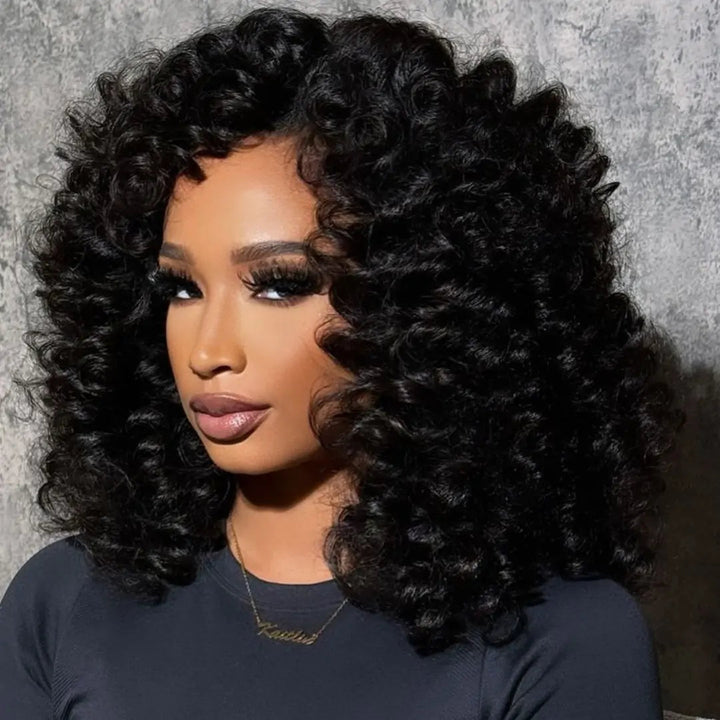 Full 300% Density Loose Bouncy Glueless Wig 13x4 Bouncy Curly HD Lace Front Wigs Pre Bleached Natural Hairline No Code Needed Daisy Hair
