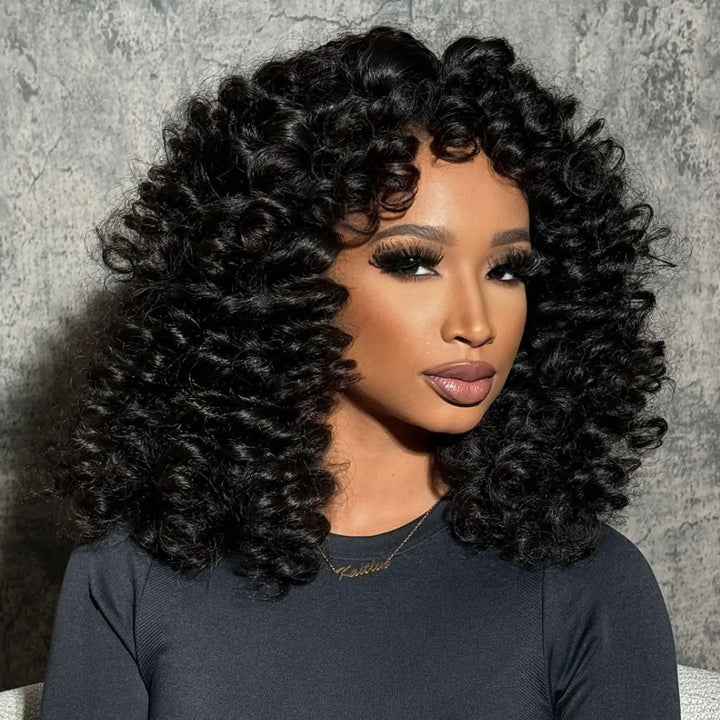 Full 300% Density Loose Bouncy Glueless Wig 13x4 Bouncy Curly HD Lace Front Wigs Pre Bleached Natural Hairline No Code Needed Daisy Hair