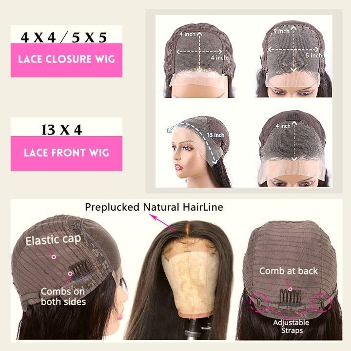 Skunk Stripe Hair Body Wave Lace Front Wig With Dark Purple Highlight HD Transparent Lace Human Hair Wigs Daisy Hair