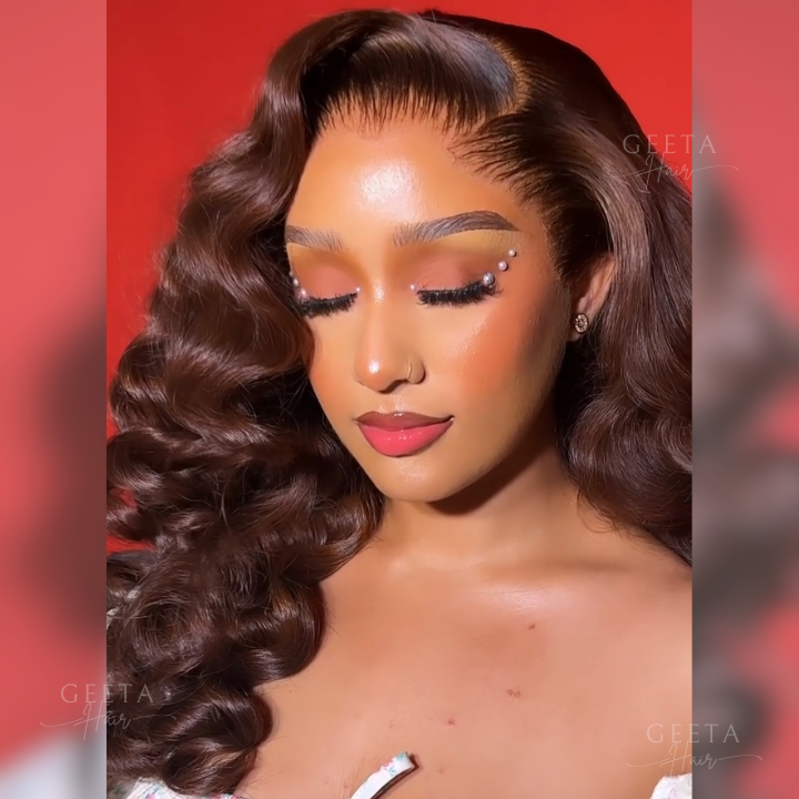 Glueless Chocolate Brown Loose Deep Wave 4x4/13x4 HD Lace Front Wig Pre Plucked Hairline Human Hair Wigs-Daisy Hair