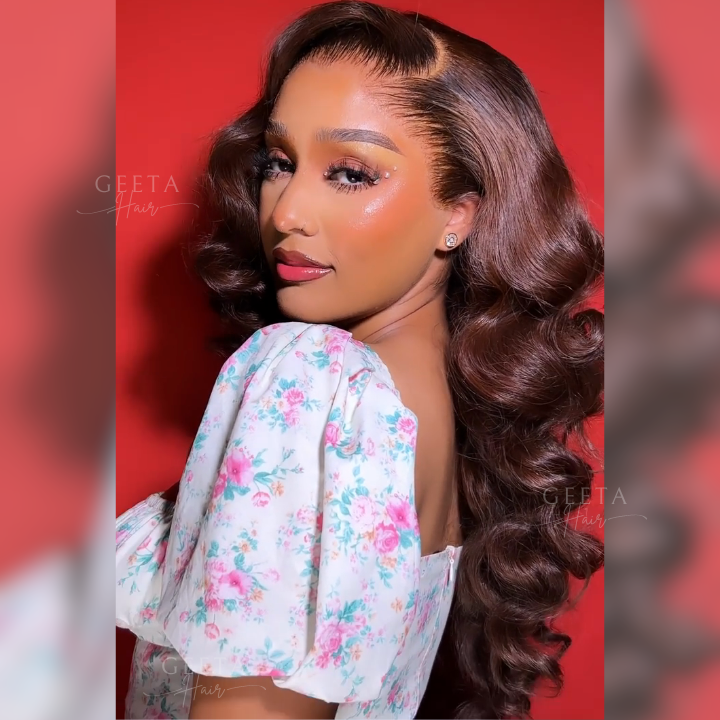 Glueless Chocolate Brown Loose Deep Wave 4x4/13x4 HD Lace Front Wig Pre Plucked Hairline Human Hair Wigs-Daisy Hair