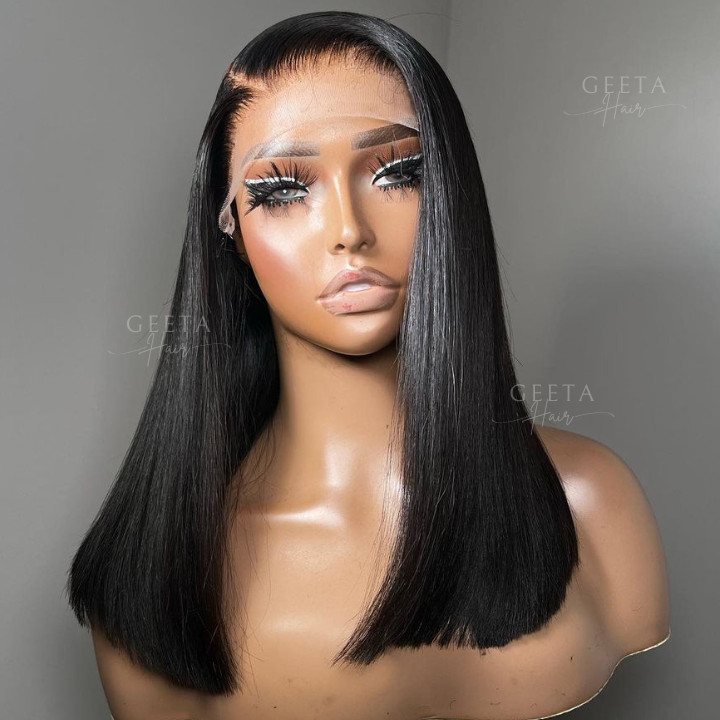 Flash Sale Short Straight Human Hair Wigs Glueless C-shaped Side Part Bob Wigs-Daisy Hair