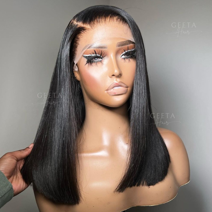 Flash Sale Short Straight Human Hair Wigs Glueless C-shaped Side Part Bob Wigs-Daisy Hair