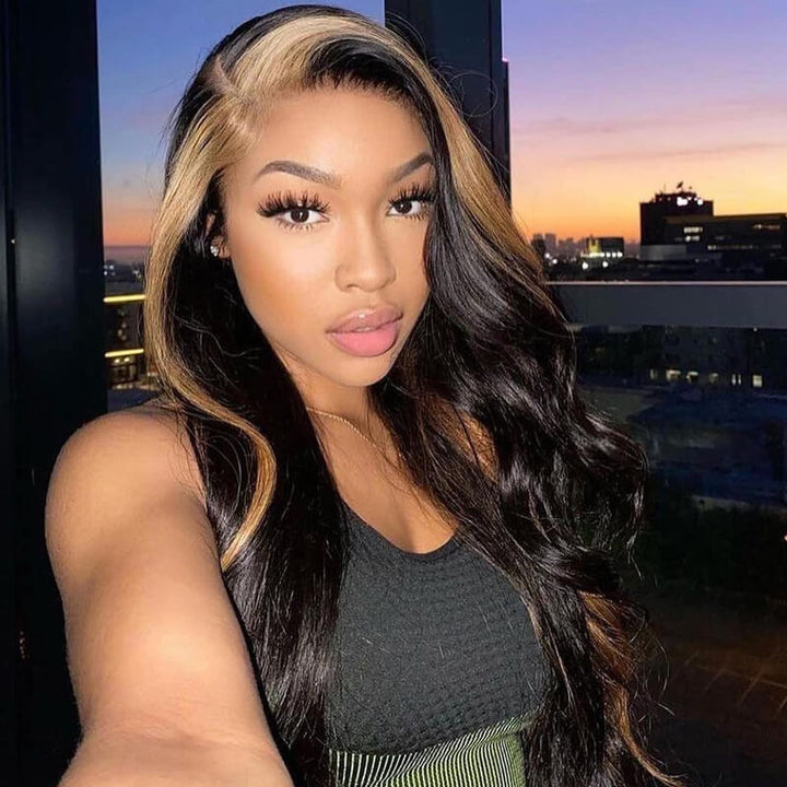 Skunk Stripe Wig Body Wave Hair Highlight TL27 Ombre Color 13x4 HD Lace Front Wig 100% Virgin Human Hair Wig- Daisy Hair