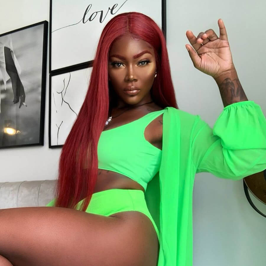 Long Straight Hair 99j Burgundy T Part Lace Front Wig Glueless Pre Plucked With Baby Hair 100% Virgin Human Hair Wig- Daisy Hair