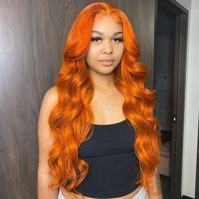 Orange Ginger Wig Body Wave 13x4 HD Lace Front Wigs Pre Plucked Natural Hairline Glueless Real Human Hair Wig-Daisy Hair