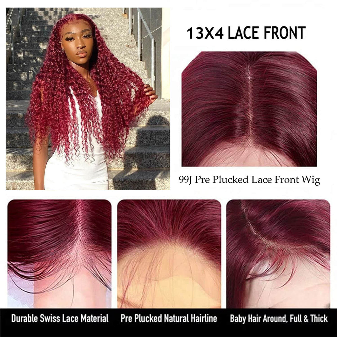 99J Burgundy Curly Hair HD Lace Wig 13x4 Lace Front Wigs Pre Plucked Hairline With Baby Hair 100% Human Hair Wig-Daisy Hair