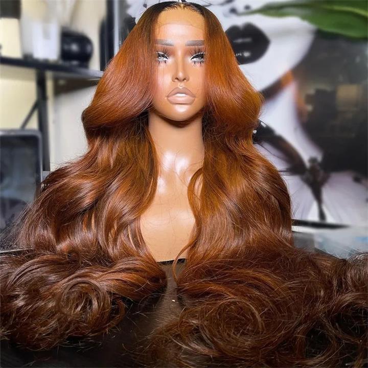 Ginger Color Lace Front Wig Body Wave 13x4/4x4 HD Lace Human Hair Wigs Ombre Colored Wigs With Dark Roots-Daisy Hair