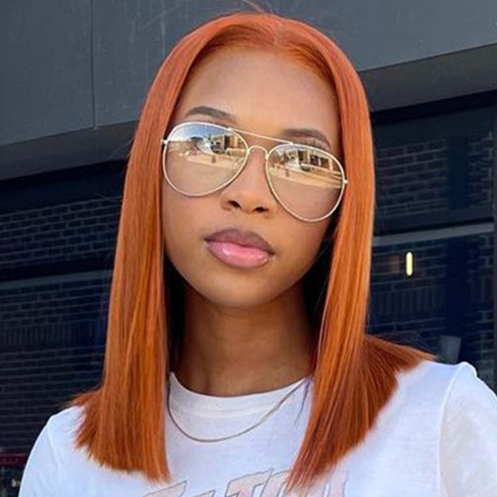 Ginger Straight HD Lace Front Bob Wig Colored Short Human Hair Bob Wigs Daisy Hair