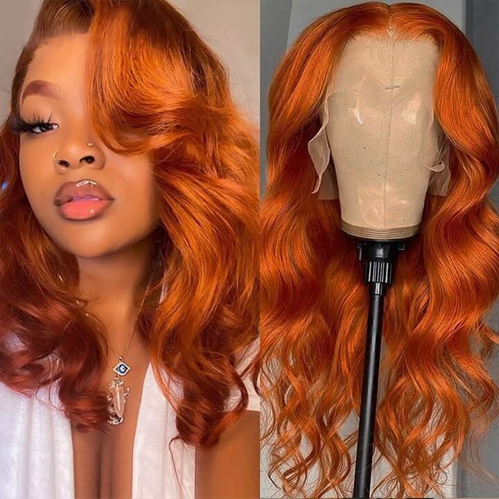 Orange Ginger Wig Body Wave 13x4 HD Lace Front Wigs Pre Plucked Natural Hairline Glueless Real Human Hair Wig-Daisy Hair