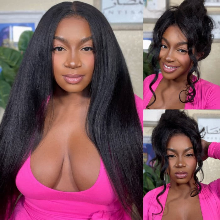 Wear Go Glueless Wigs Kinky Straight Pre Cut HD Transaparent Lace Human Hair Wigs With Breathable Wear & Go Pre Plucked Hairline Cap Air Wig-DaisyHair