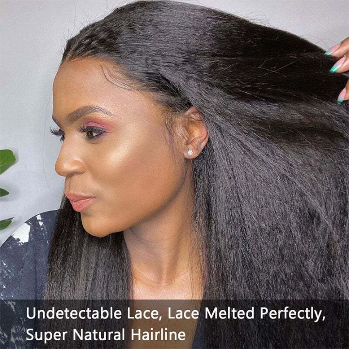 Wear Go Glueless Wigs Kinky Straight Pre Cut HD Transaparent Lace Human Hair Wigs With Breathable Wear & Go Pre Plucked Hairline Cap Air Wig-DaisyHair