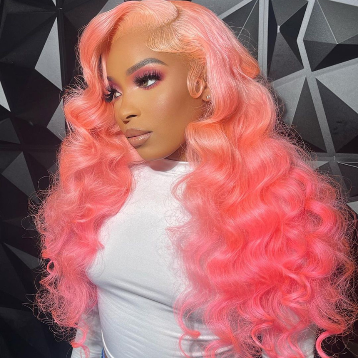 Glueless 13x4/6x4.5 Pink Body Wave Pre Cut HD Transaparent Lace Human Hair Wigs- Daisy Hair
