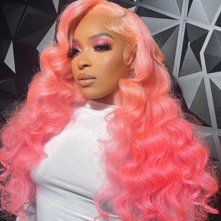 Glueless 13x4/6x4.5 Pink Body Wave Pre Cut HD Transaparent Lace Human Hair Wigs- Daisy Hair