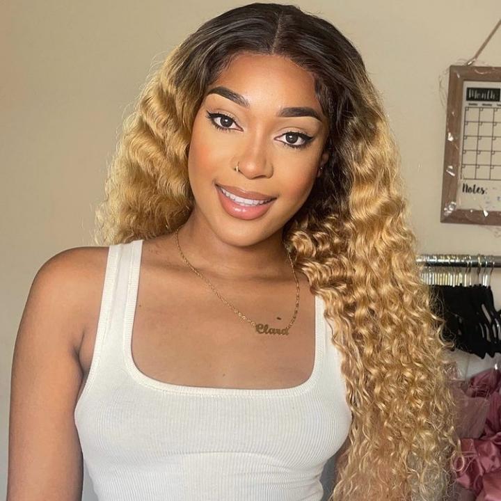 Glueless 5x5 Lace Closure Wig Ombre Colored Human Hair Wigs Collection Natural Crimps Curls Loose Deep Wave-Daisy Hair