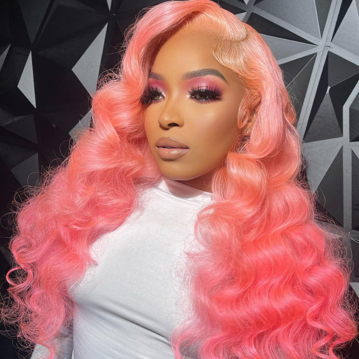 Glueless 13x4/6x4.5 Pink Body Wave Pre Cut HD Transaparent Lace Human Hair Wigs- Daisy Hair
