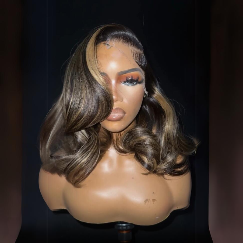Glueless Luxury Wigs Layers Bob Body Wave Honey Blonde 13x4 Lace Front Wig HD Transparent Human Hair Wigs Daisy Hair