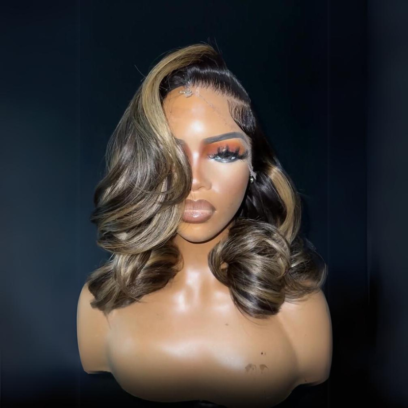 Glueless Luxury Wigs Layers Bob Body Wave Honey Blonde 13x4 Lace Front Wig HD Transparent Human Hair Wigs Daisy Hair