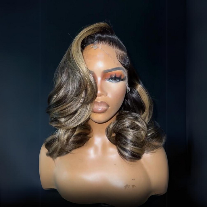 Glueless Luxury Wigs Layers Bob Body Wave Honey Blonde 13x4 Lace Front Wig HD Transparent Human Hair Wigs Daisy Hair
