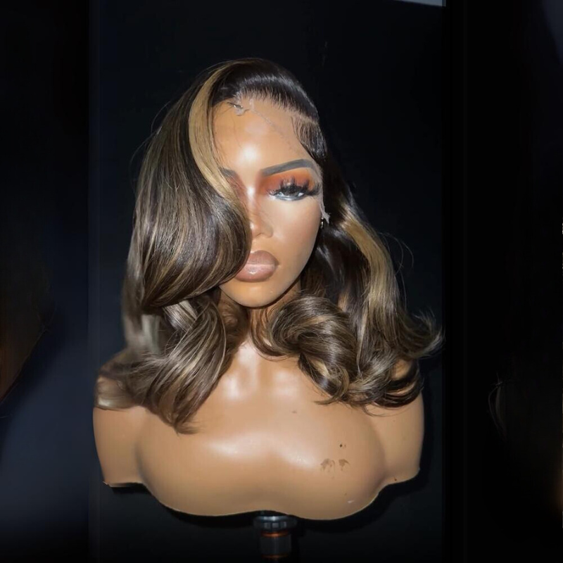 Glueless Luxury Wigs Layers Bob Body Wave Honey Blonde 13x4 Lace Front Wig HD Transparent Human Hair Wigs Daisy Hair