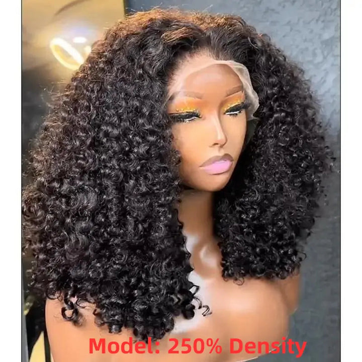 Glueless Wig Curly Human Hair 13x4 Lace Frontal Curly Wave Bob Wig Pre Plucked Natural Hairline - Daisy Hair