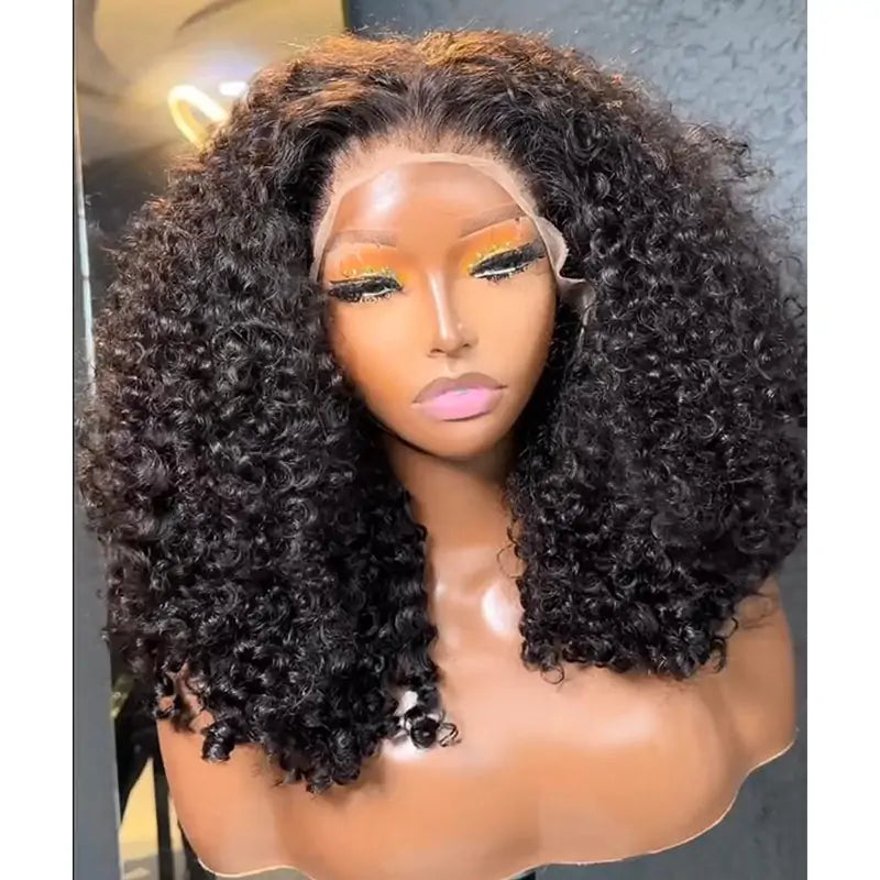 Glueless Wig Curly Human Hair 13x4 Lace Frontal Curly Wave Bob Wig Pre Plucked Natural Hairline - Daisy Hair