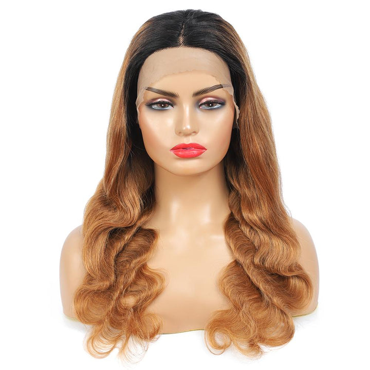 Body Wave Hair 1b/30 Ombre Honey Brown Color Guleless T Part Lace Frontal Wig 100% Virgin Human Hair Wigs- Daisy Hair