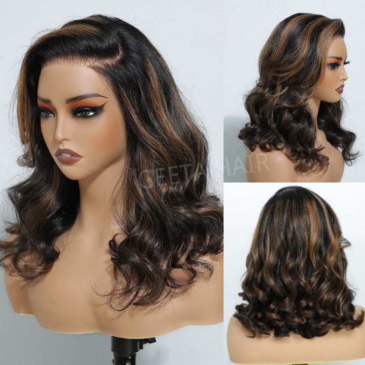 Highlight Brown Glueless G1B/30 Color Body Wave 13x4 HD Lace Front Wig Pre Plucked 180% Density-Daisy Hair