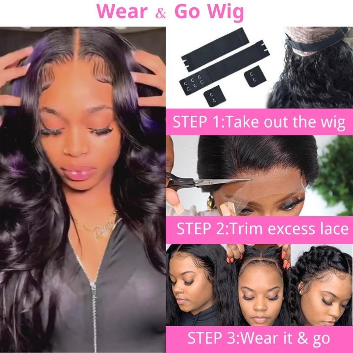 Highlight Black with Purple Body Wave Transparent Lace Front Wig Highlights Colored Glueless Human Hair Wigs For Women-Daisy Hair